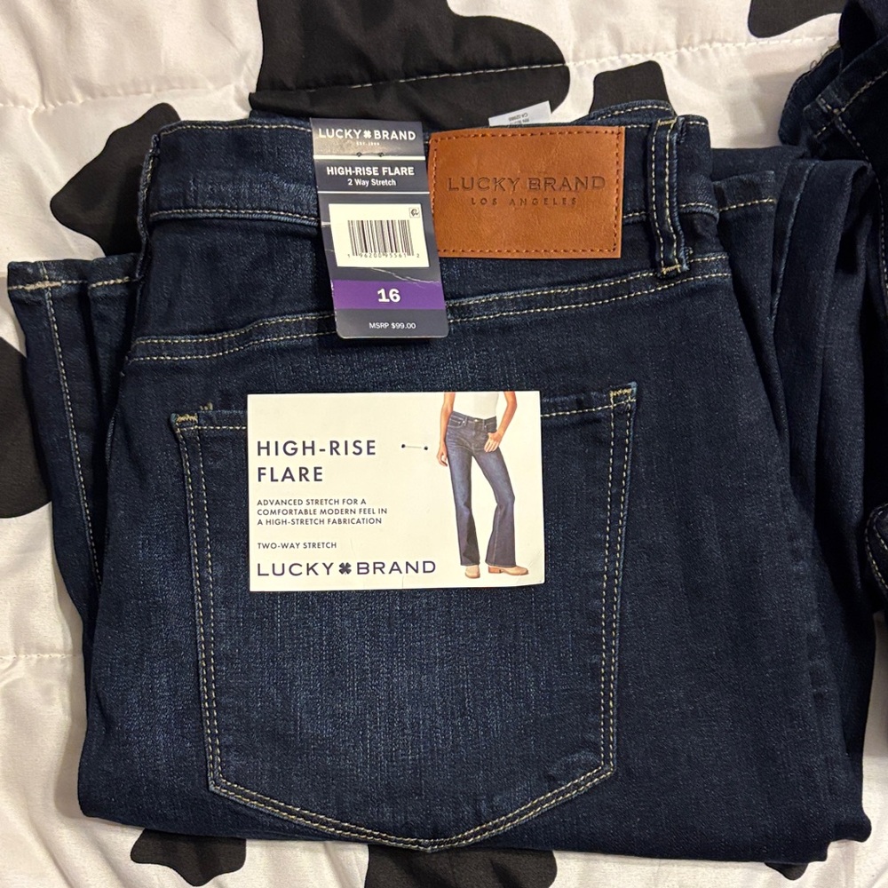 Lucky Brand Womens High-Rise Flare Jeans - Deep Blue